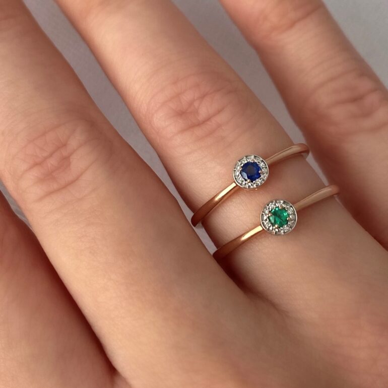 Auksinis Žiedas Su Safyru Ir Deimantais