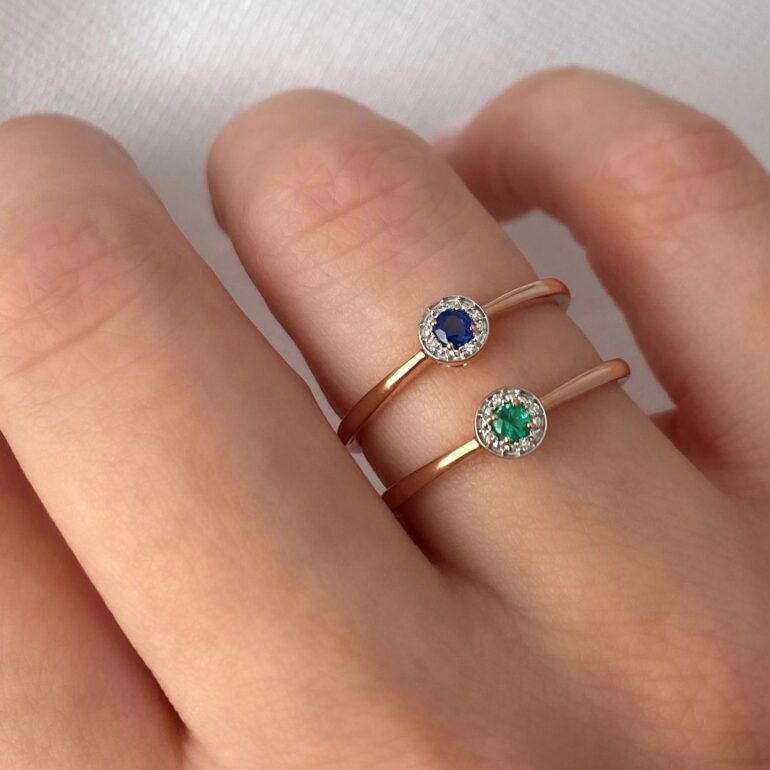 Auksinis Žiedas Su Safyru Ir Deimantais