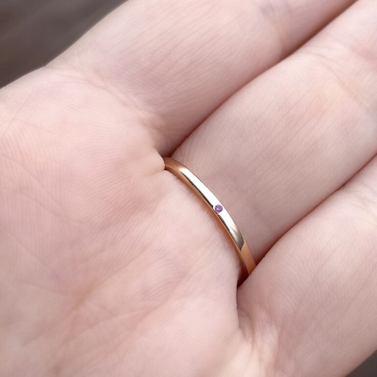 14ct Rose Gold Ring With Diamond And Sapphire