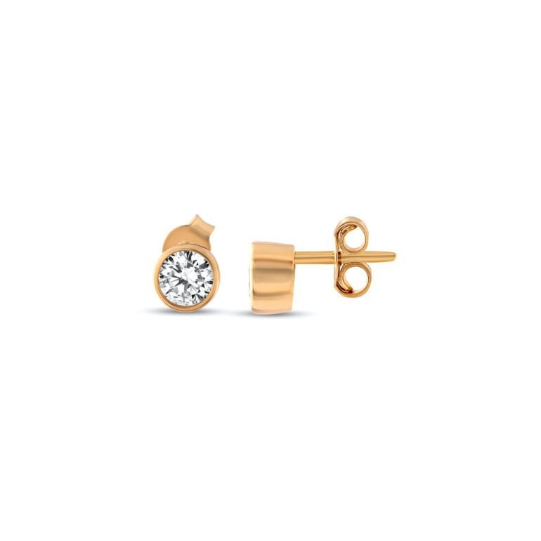 rose gold stud earrings with cubic zirconia