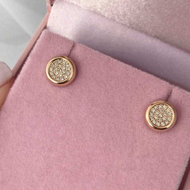 Rose Gold Stud Earrings With Diamonds