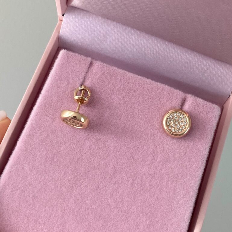 Rose Gold Stud Earrings With Diamonds