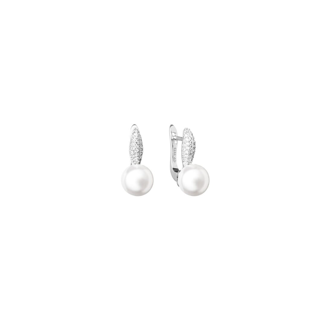 sidabriniai auskarai su natūraliais gėlavandeniais perlais ir cirkoniais