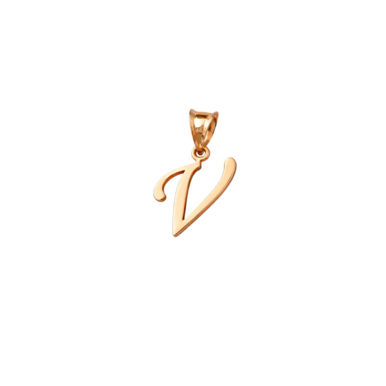 14ct Rose Gold Pendant - Initial V