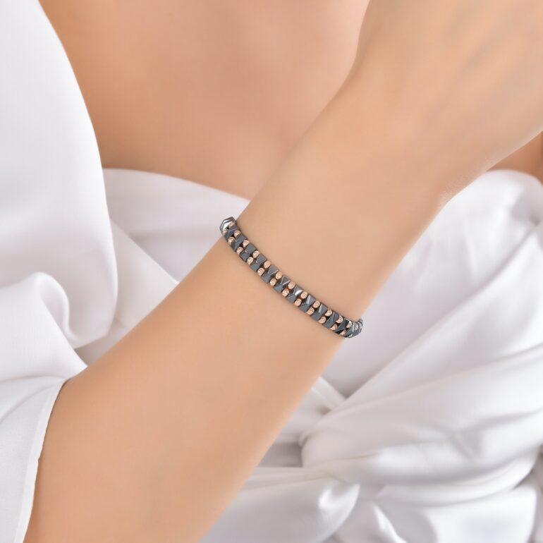 Bracelet-with hematite-and-rose-gold-beads