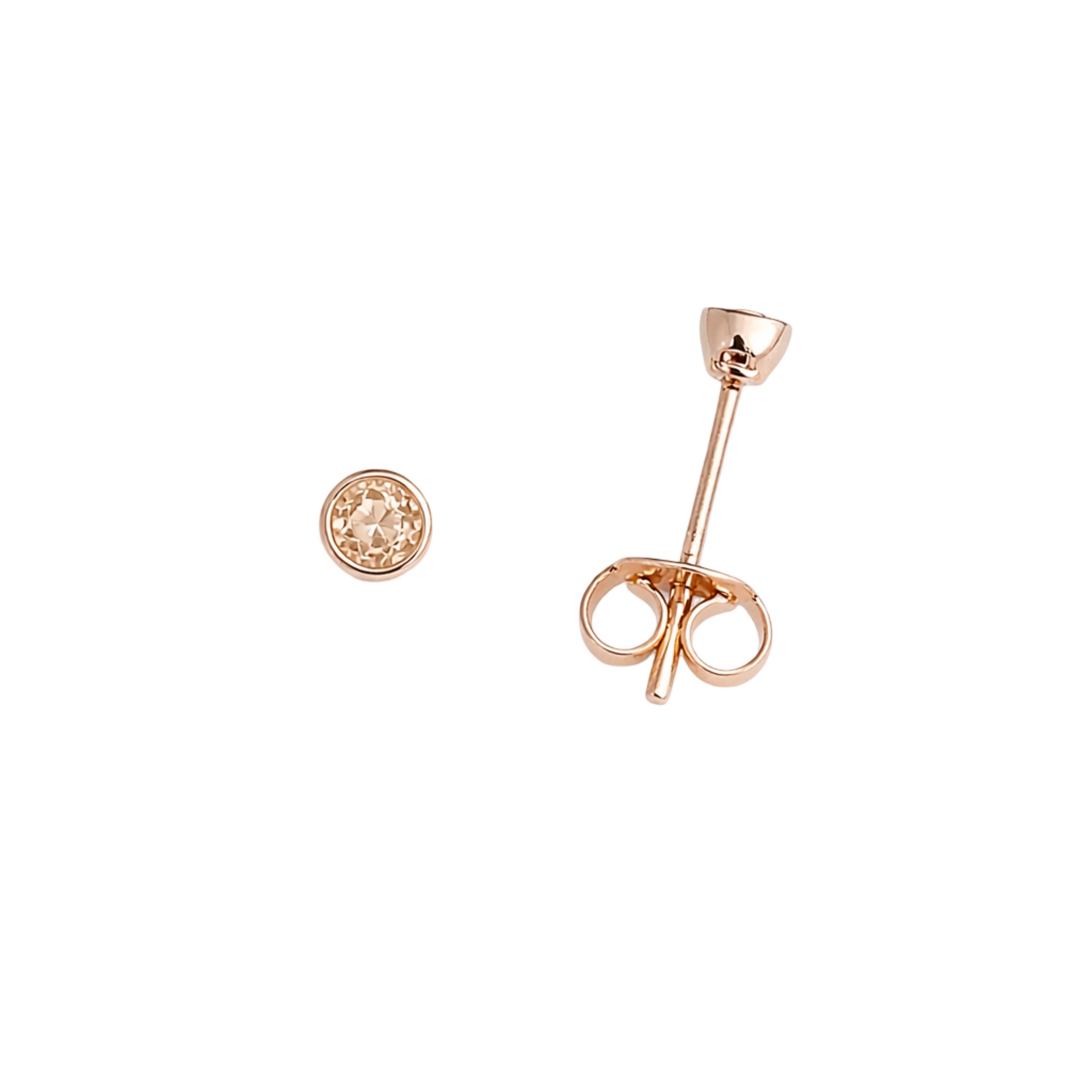 Rose Gold Stud Earrings With Cubic Zirconia