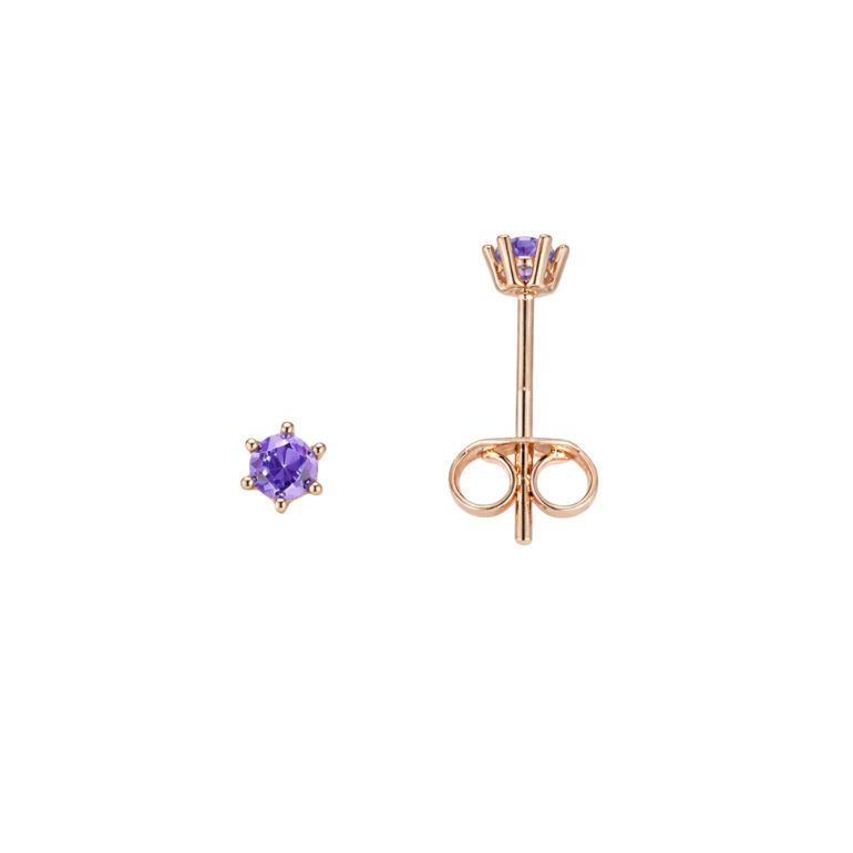 Rose Gold Stud Earrings With Cubic Zirconia
