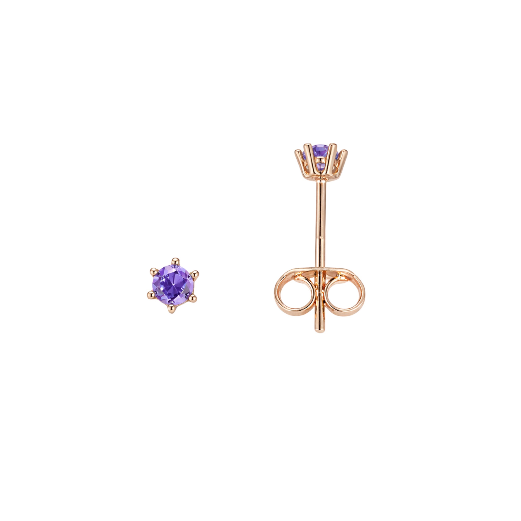 Rose Gold Stud Earrings With Cubic Zirconia