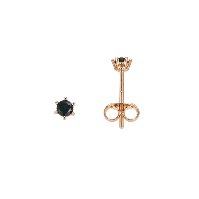 Smulkūs auksiniai adatiniai auskarai su juodais cirkoniais