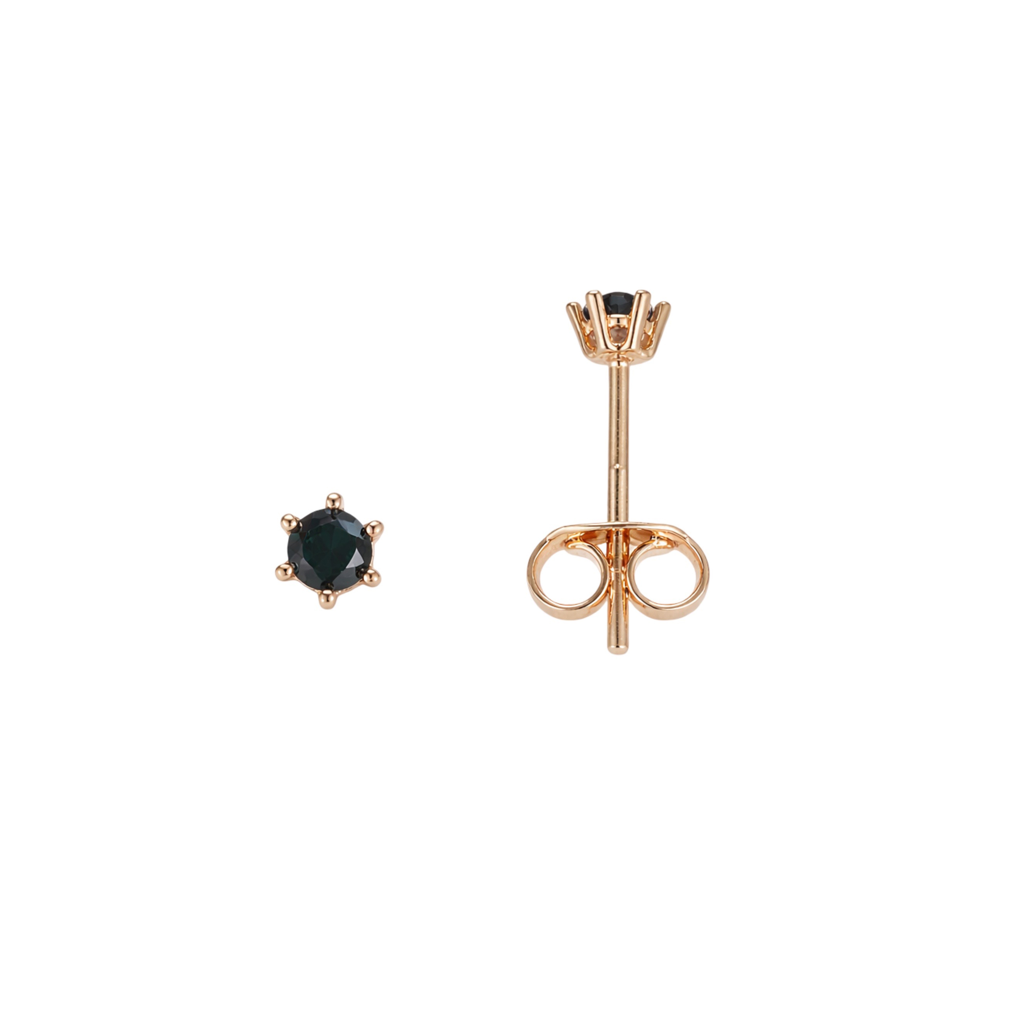 Smulkūs auksiniai adatiniai auskarai su juodais cirkoniais