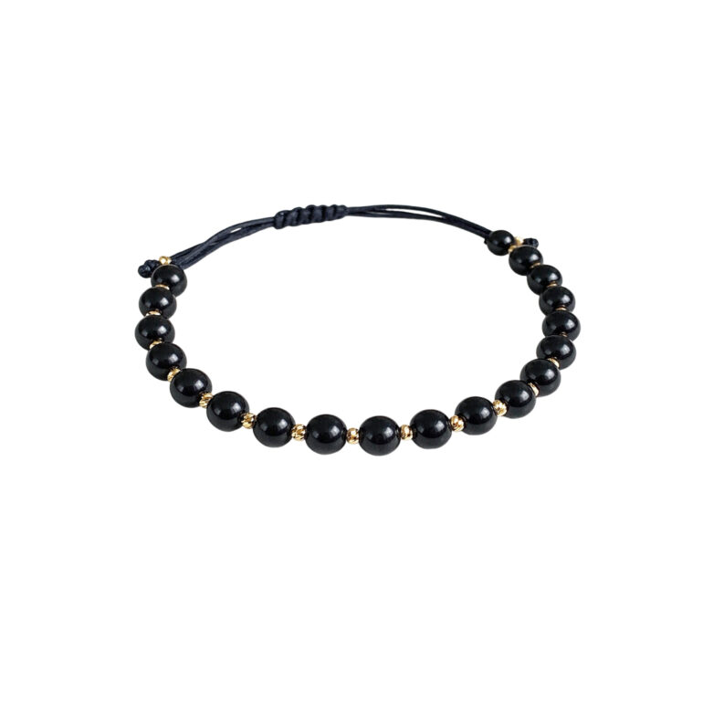 Bracelet With Gold Beads And Onyx