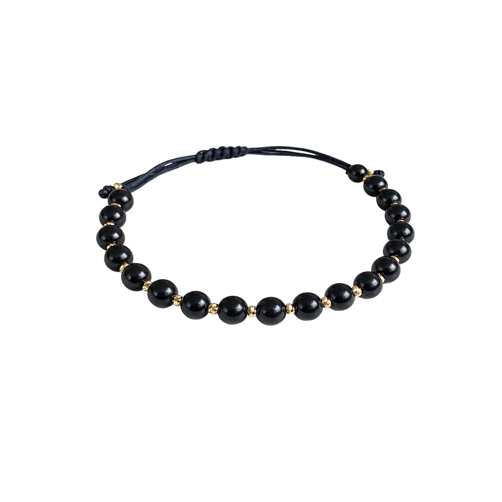 Bracelet With Gold Beads And Onyx