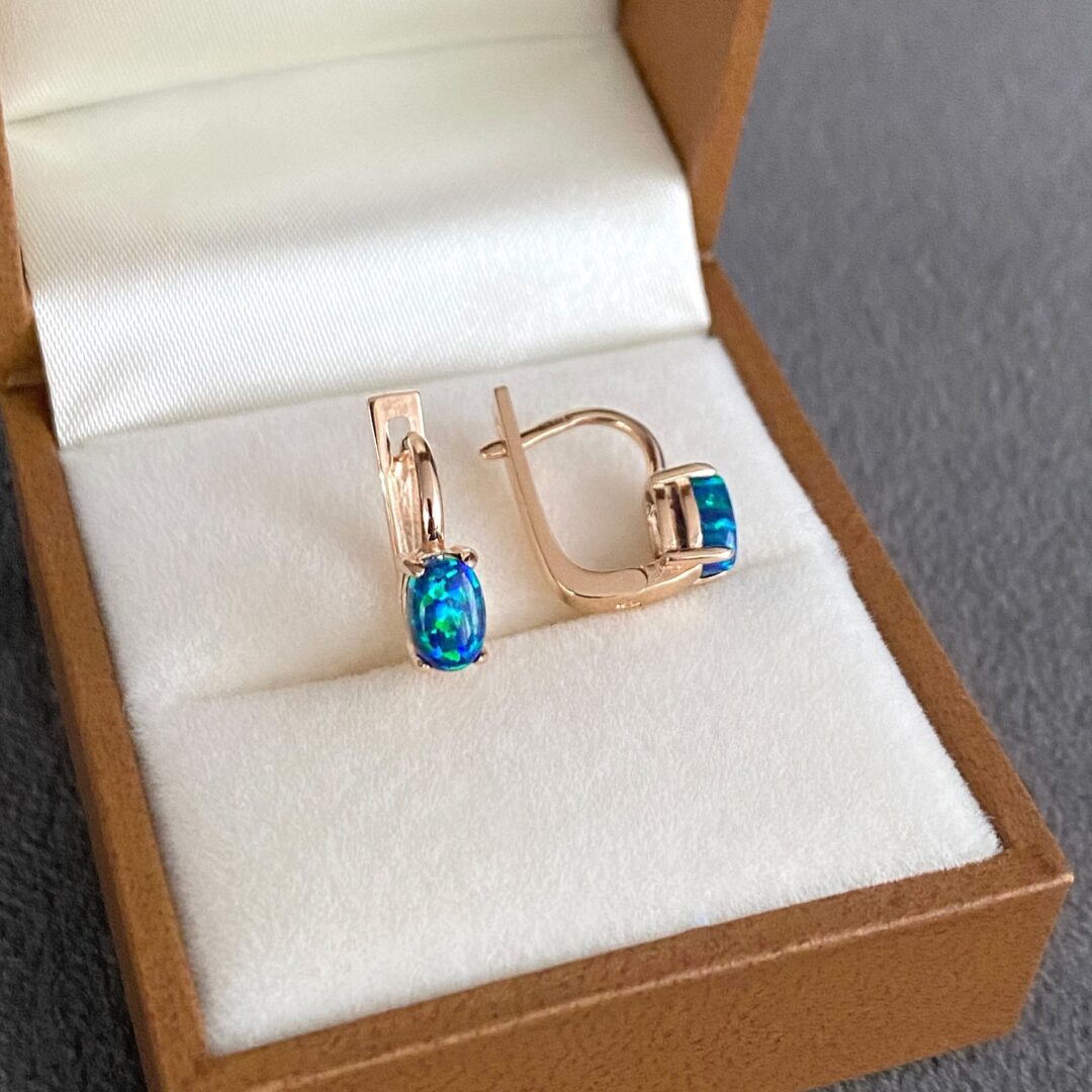 rose gold earrings with opal