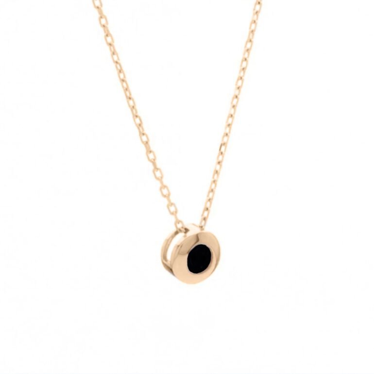 rose gold necklace with black cubic zirconia