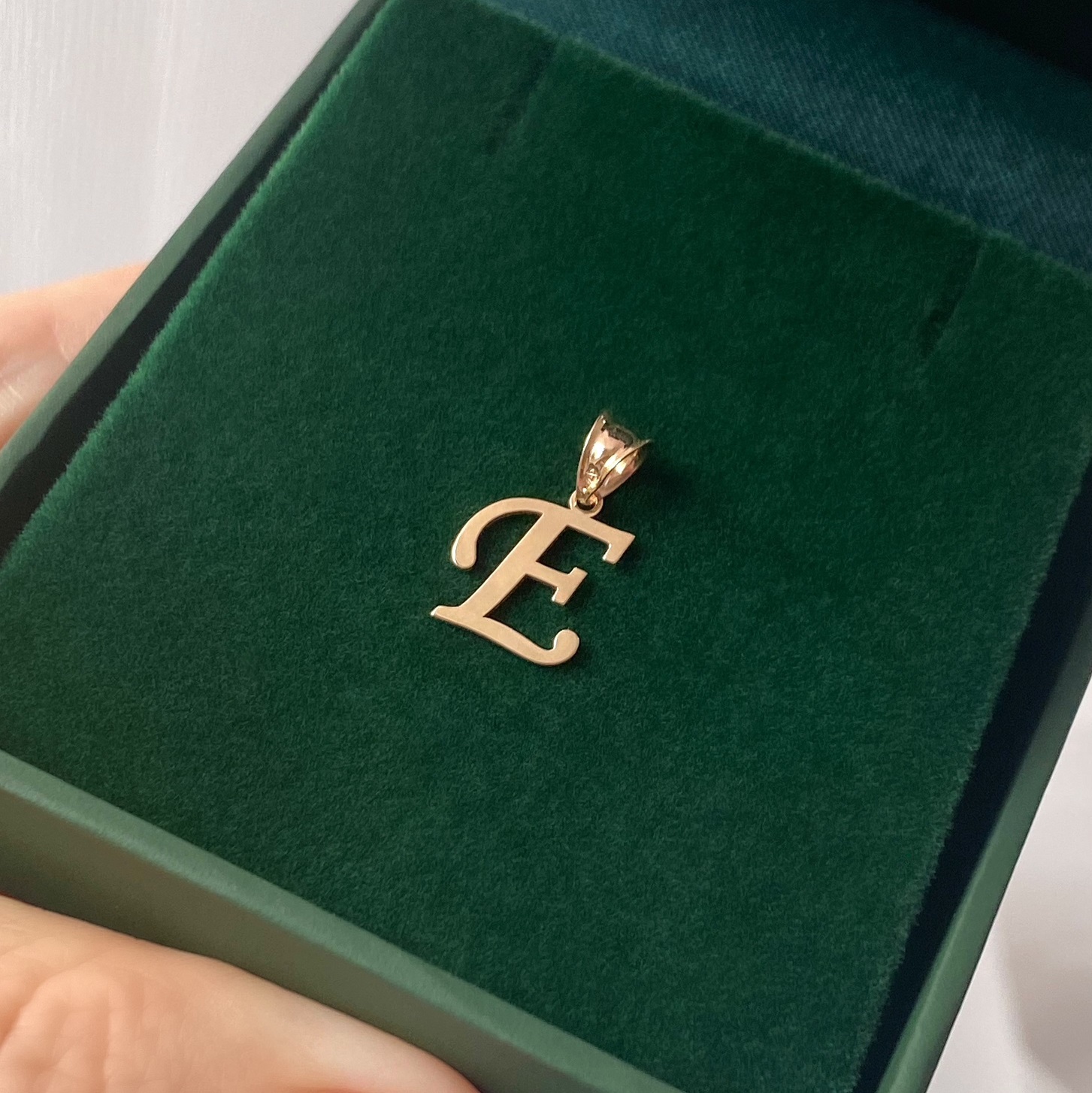14ct Rose Gold Pendant - Initial E