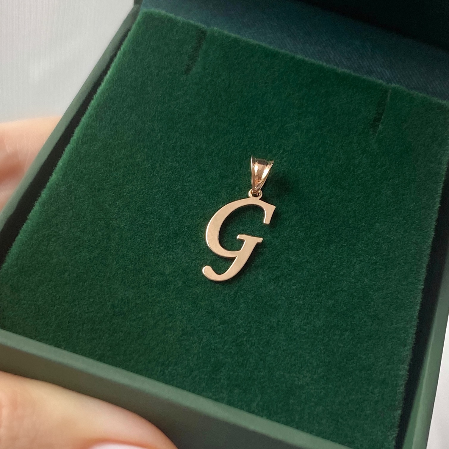 14ct Rose Gold Pendant - Initial G