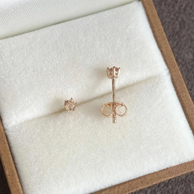 Rose Gold Stud Earrings With Cubic Zirconia