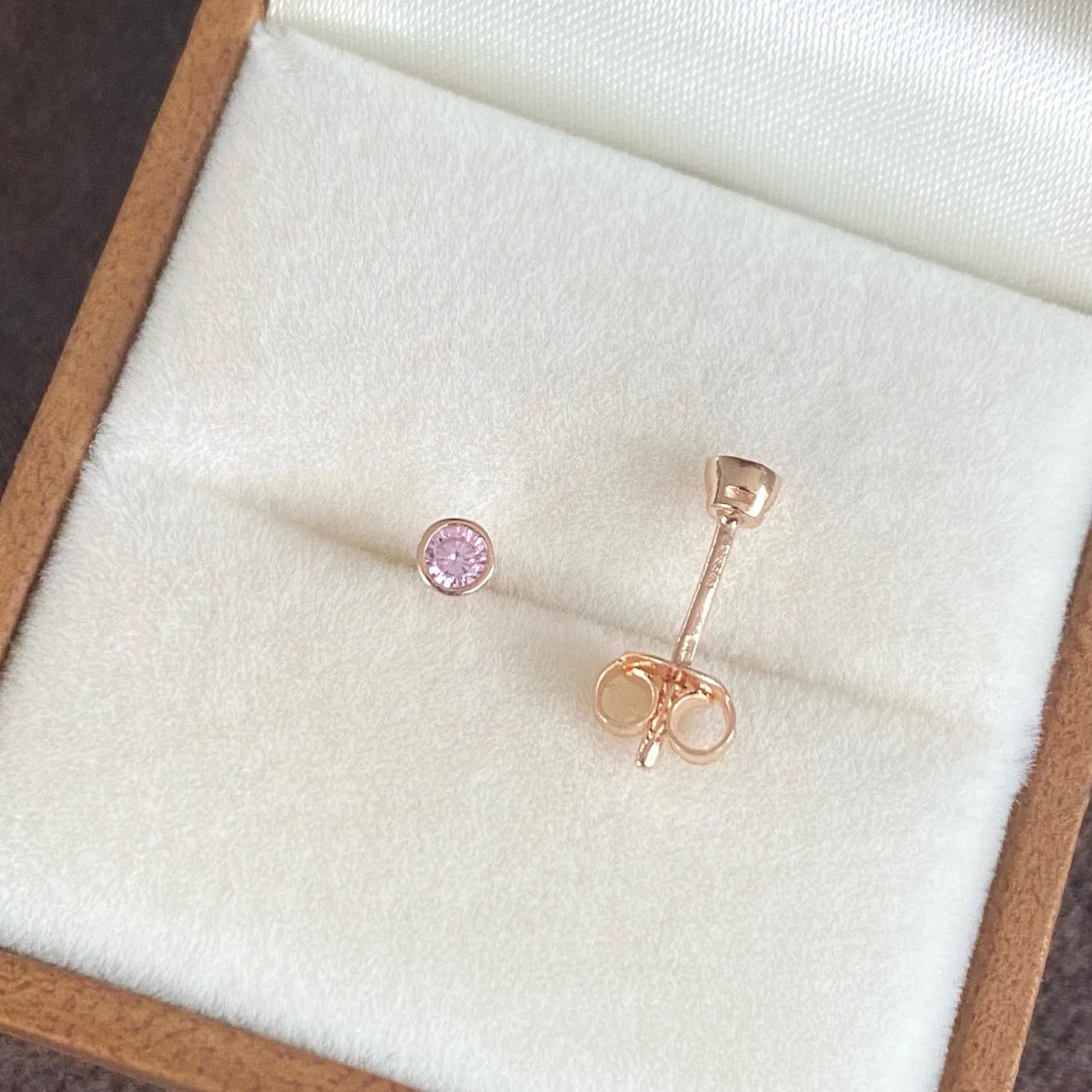 Rose Gold Stud Earrings With Cubic Zirconia