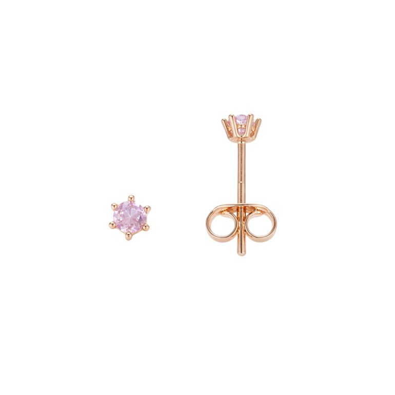 Rose Gold Stud Earrings With Cubic Zirconia