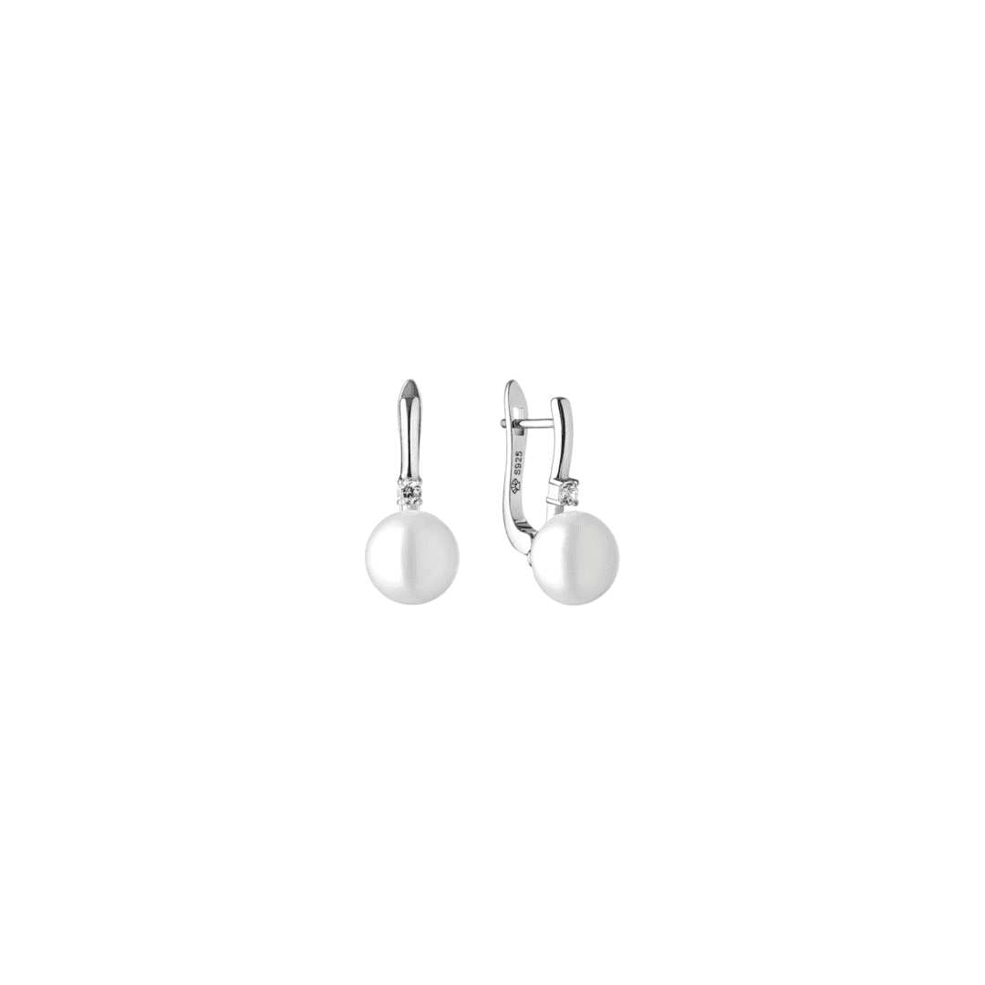 sterling silver earrings with pearls and cubic zirconia