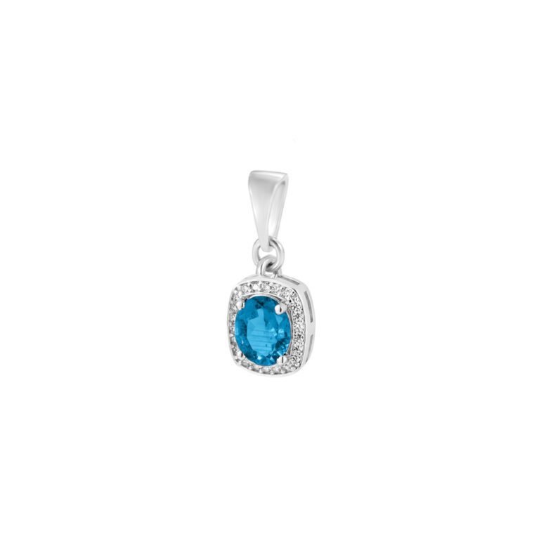 sterling silver pendant with London topaz and fianits