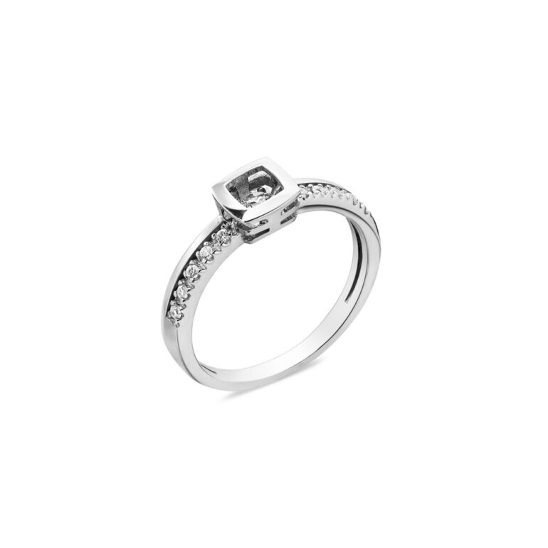 A modern sterling silver ring with cubic zirconia