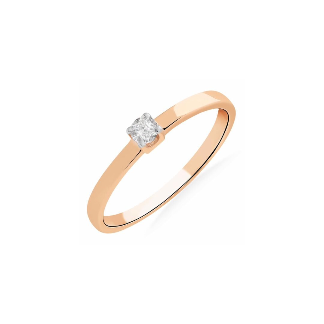 auksinis žiedas su deimantu ir rožiniu safyru