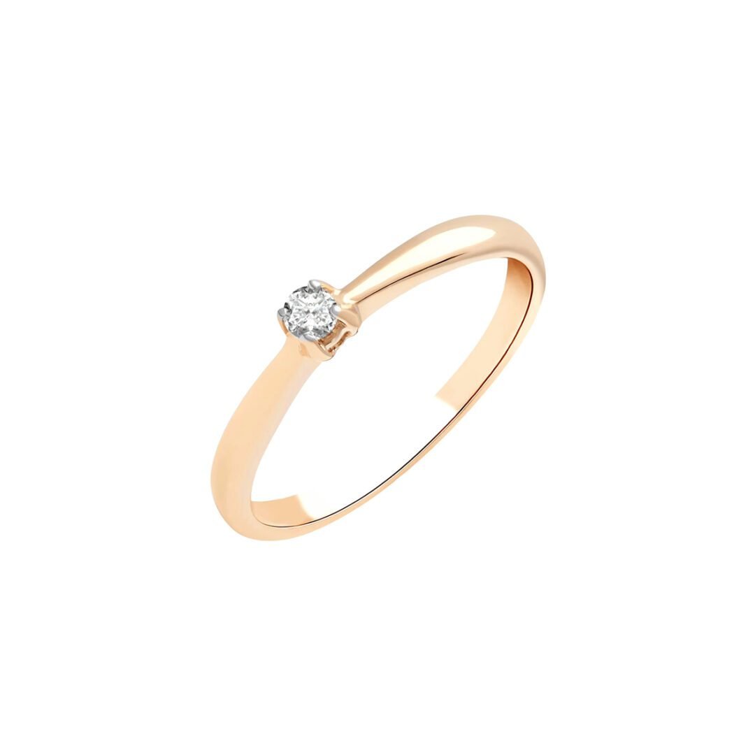 14ct rose gold ring with diamond and sapphire