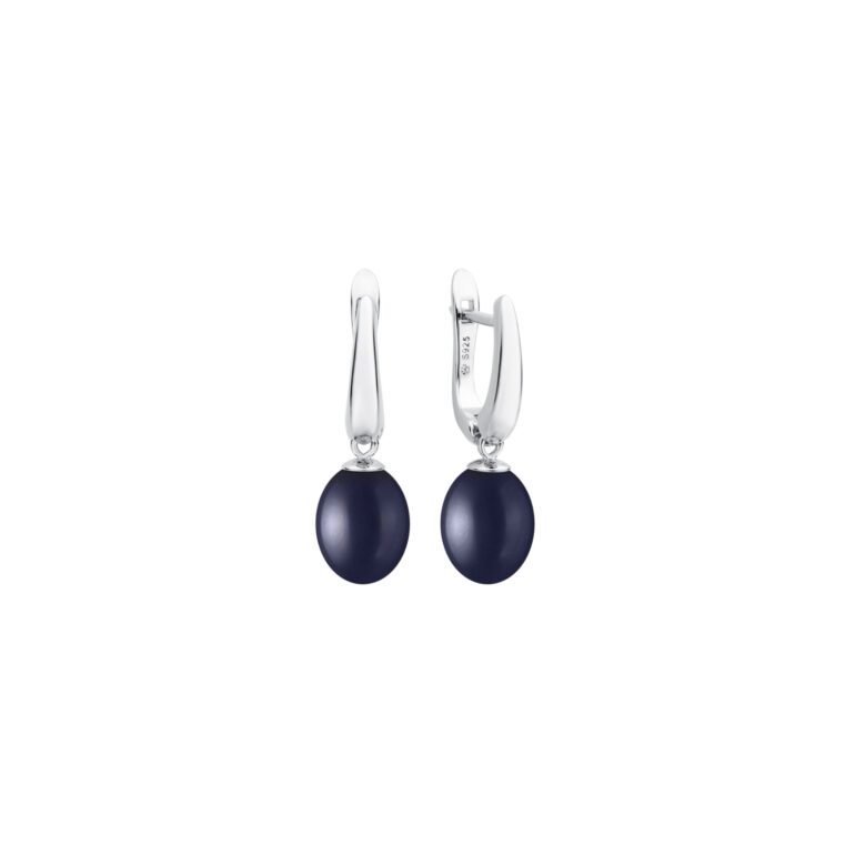 sterling silver earrings with black pearls