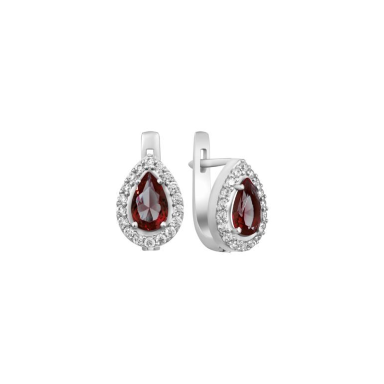 sterling silver earrings with garnet and fianits