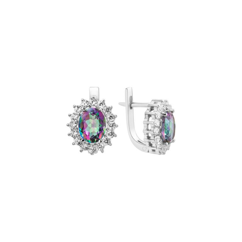 sterling silver earrings with mystic topaz and fianits