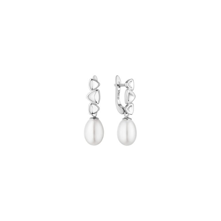 sidabriniai auskarai su baltais perlais