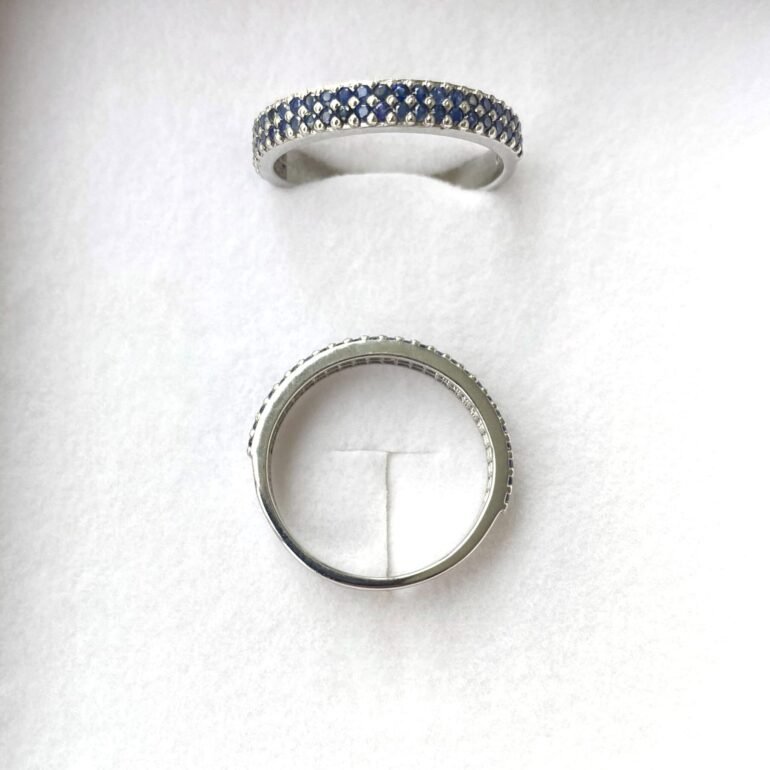 Sterling silver ring with sapphires