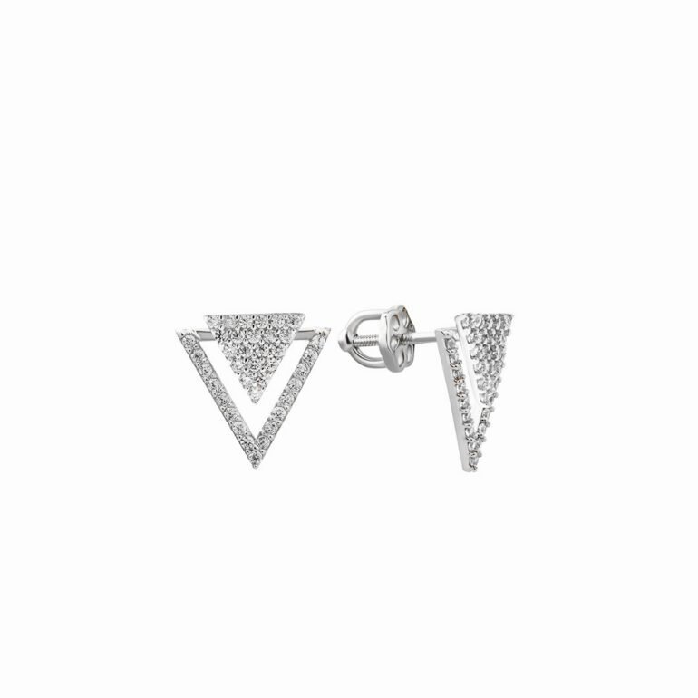 14ct white gold stud earrings with fianits