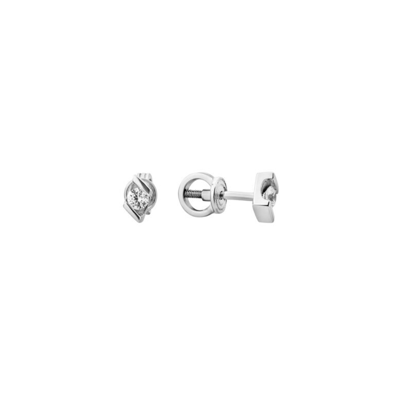 white gold stud earrings with cubic zirconia