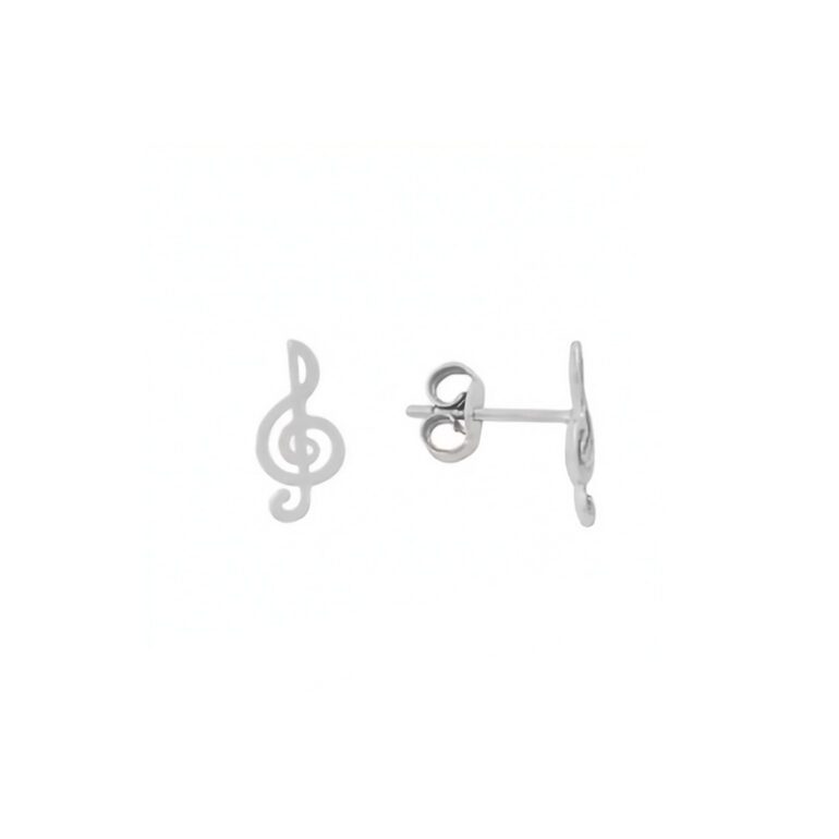 9ct White Gold Earrings "Treble Clef"