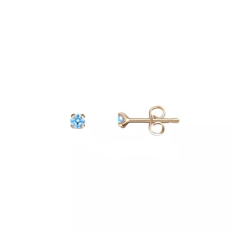 14ct rose gold stud earrings with blue cubic zirconia