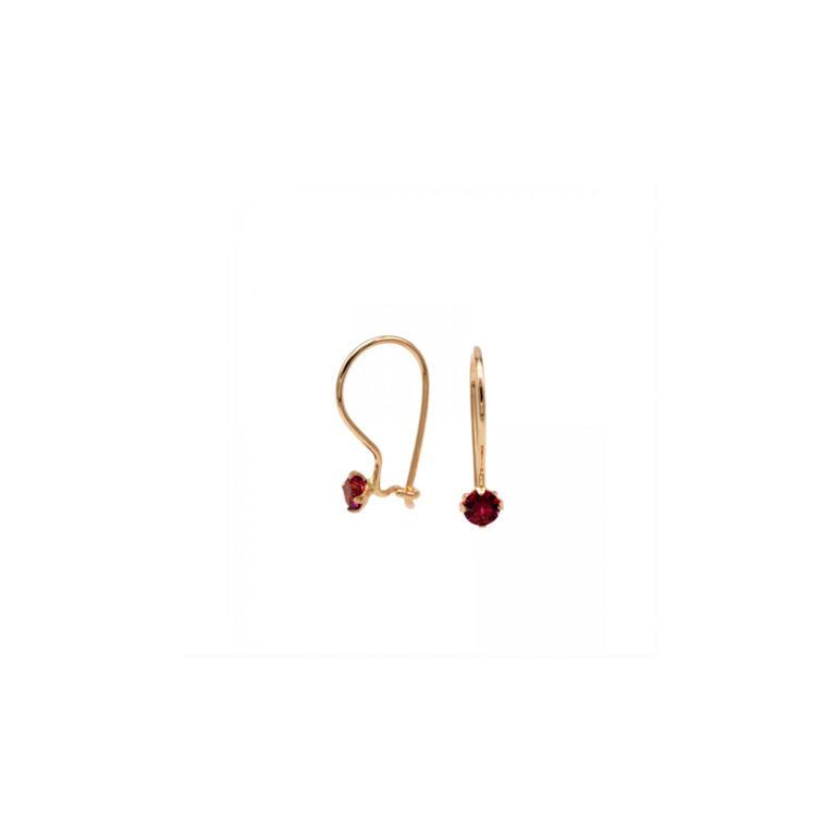 rose gold earrings with red cubic zirconia