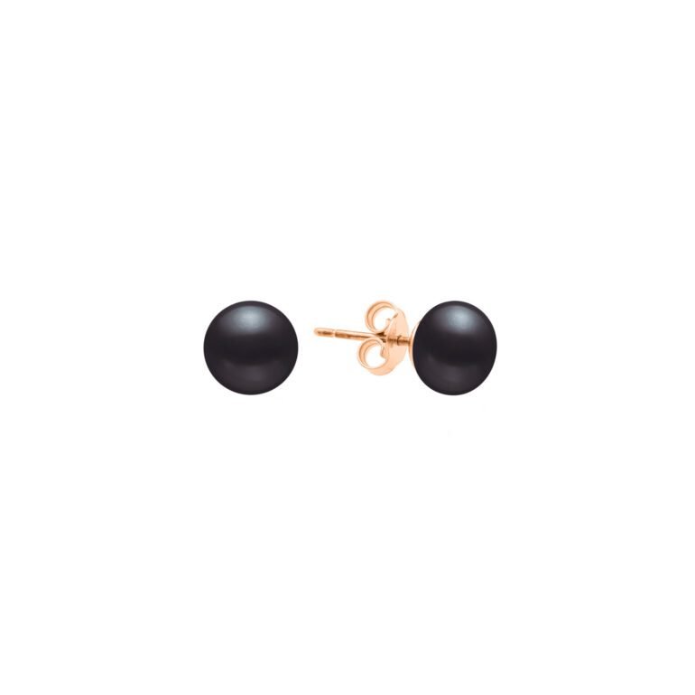 14ct rose gold stud earrings with black pearls