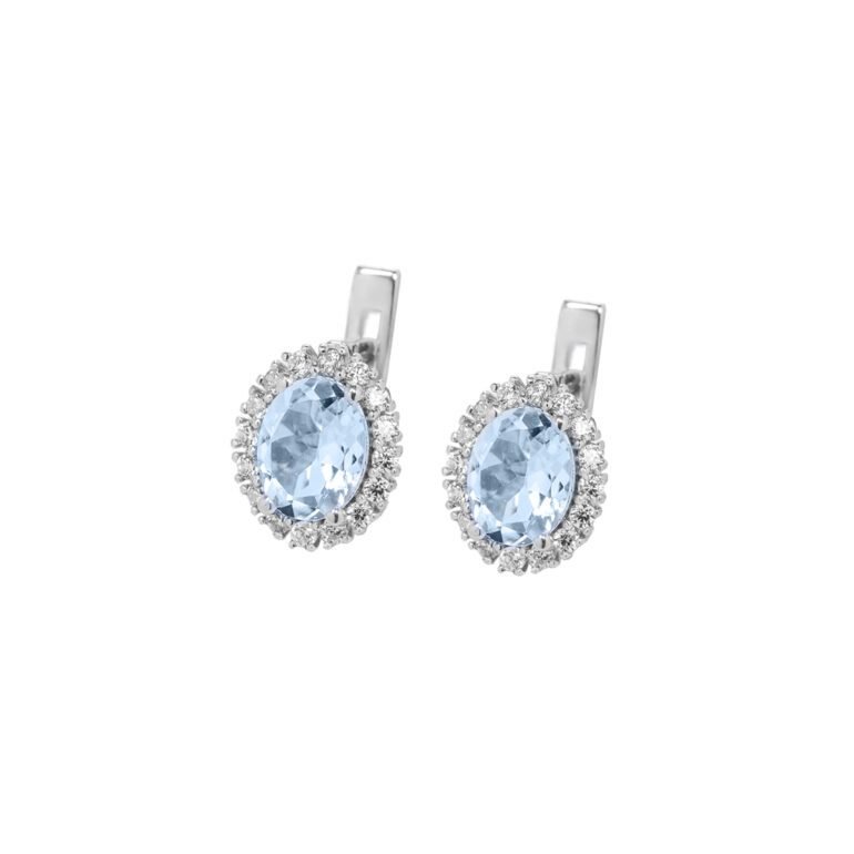 sterling silver earrings with sky topaz and fianits