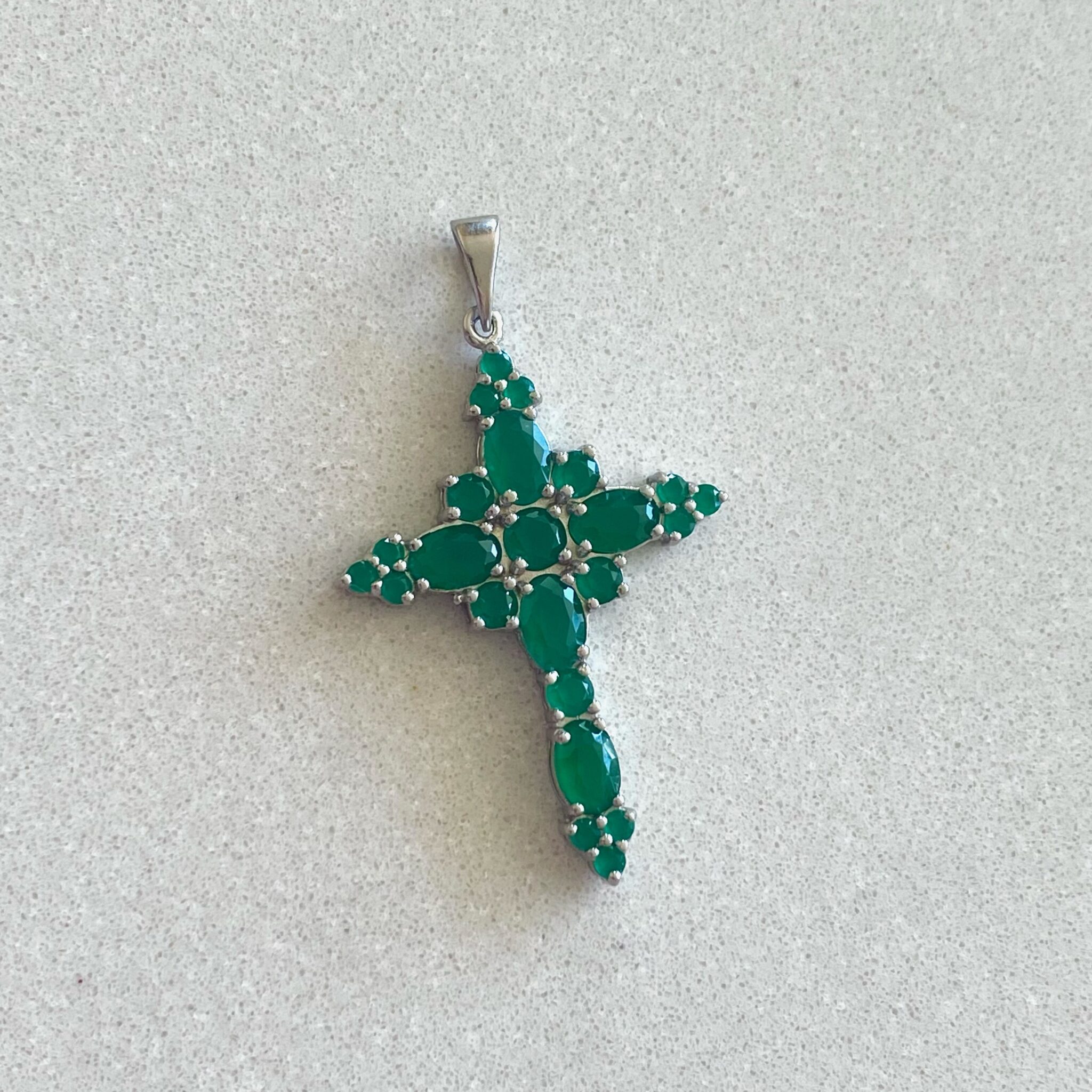 Sterling Silver Cross Pendant With Fianits