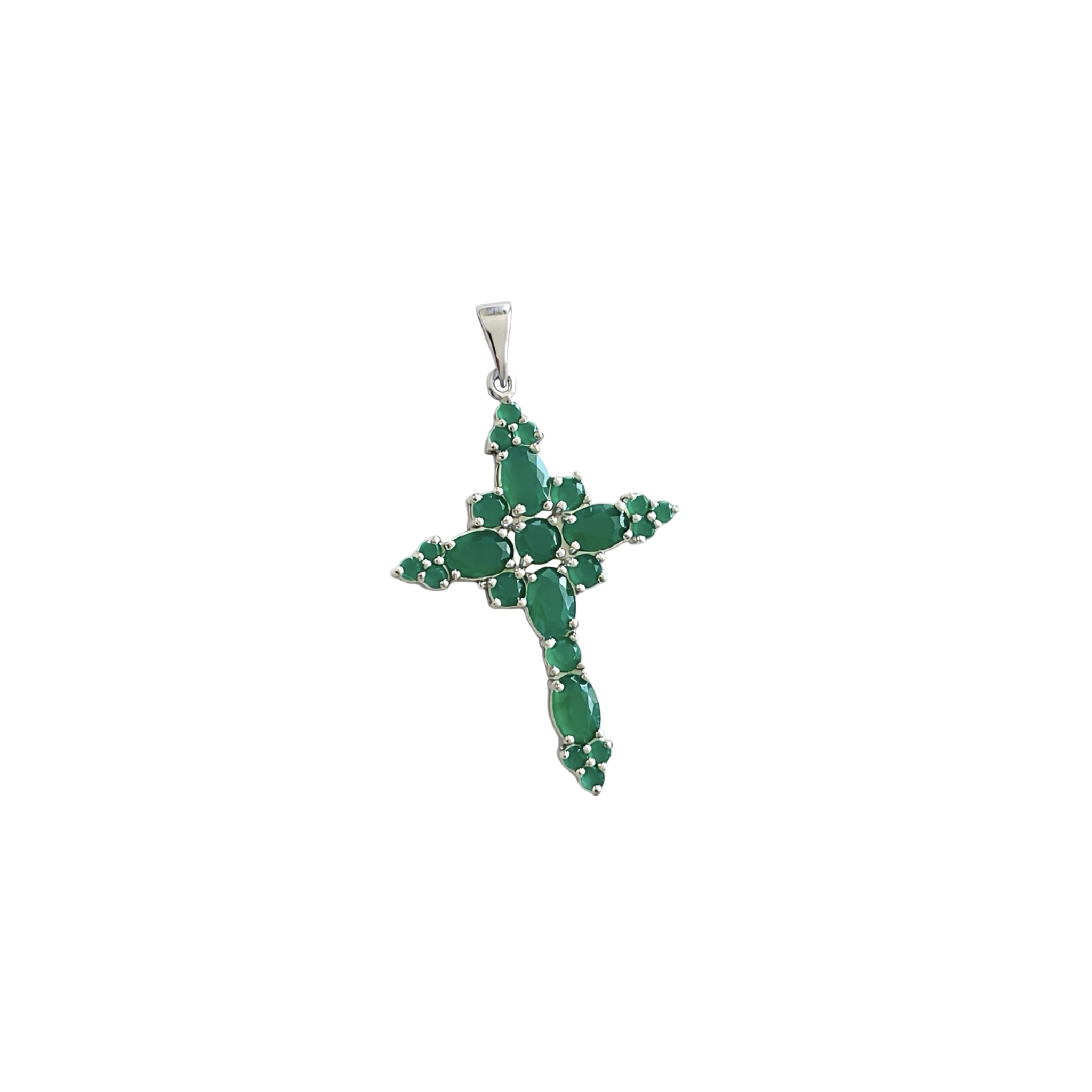 Sterling Silver Cross Pendant With Fianits