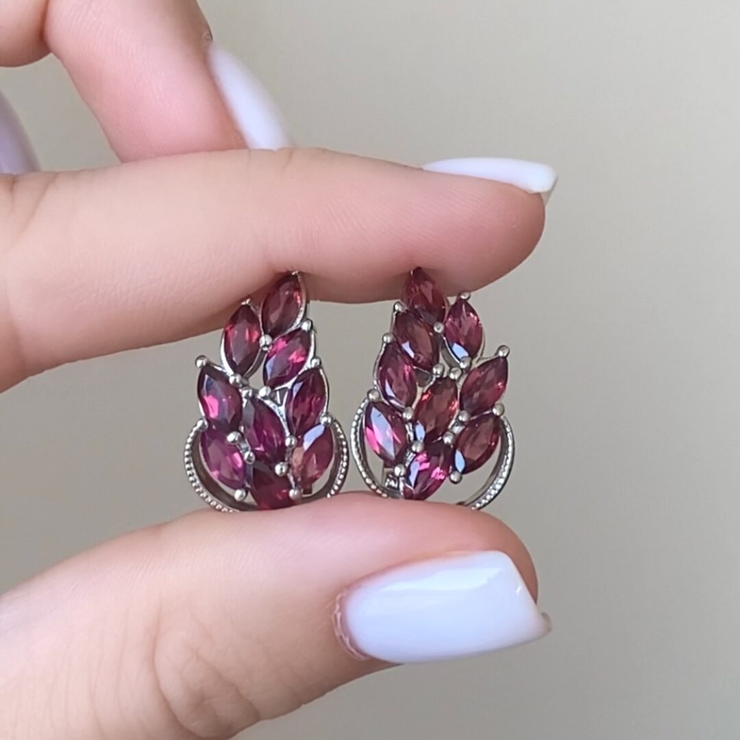 sterling silver earrings with rhodolites