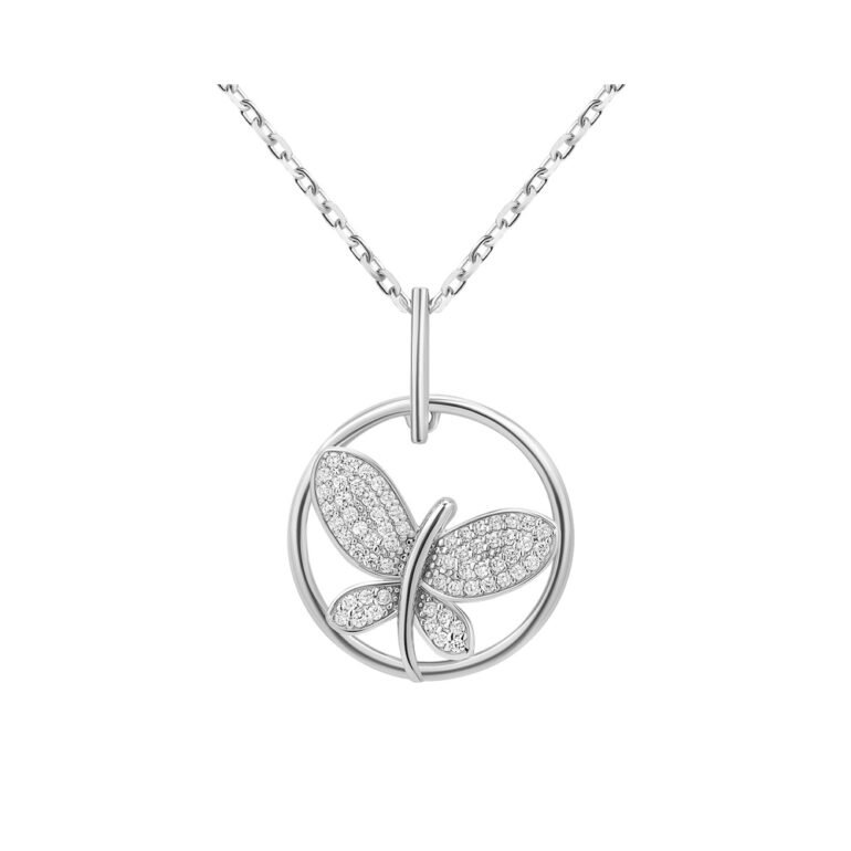 Sterling silver necklace with fianits "Butterfly"