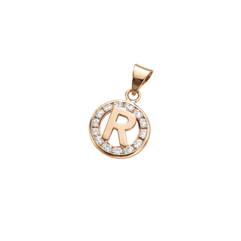 Rose Gold Pendant With Cubic Zirconia - Initial R