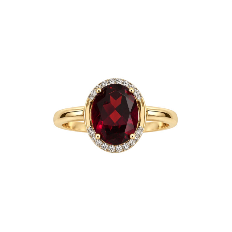 Rose Gold Ring With Garnet And Cubic Zirconia