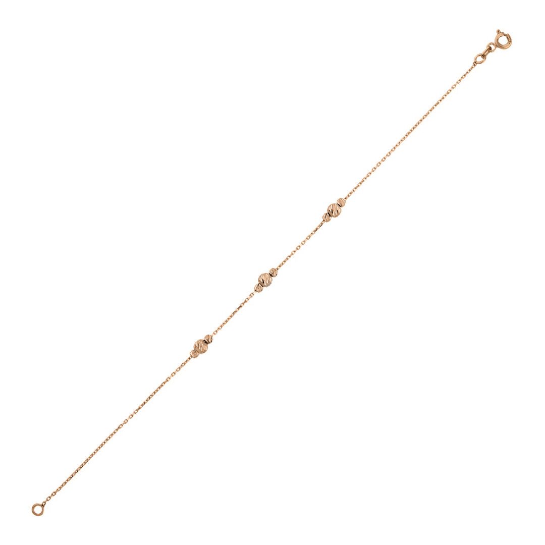 rose gold bracelet with golden beads