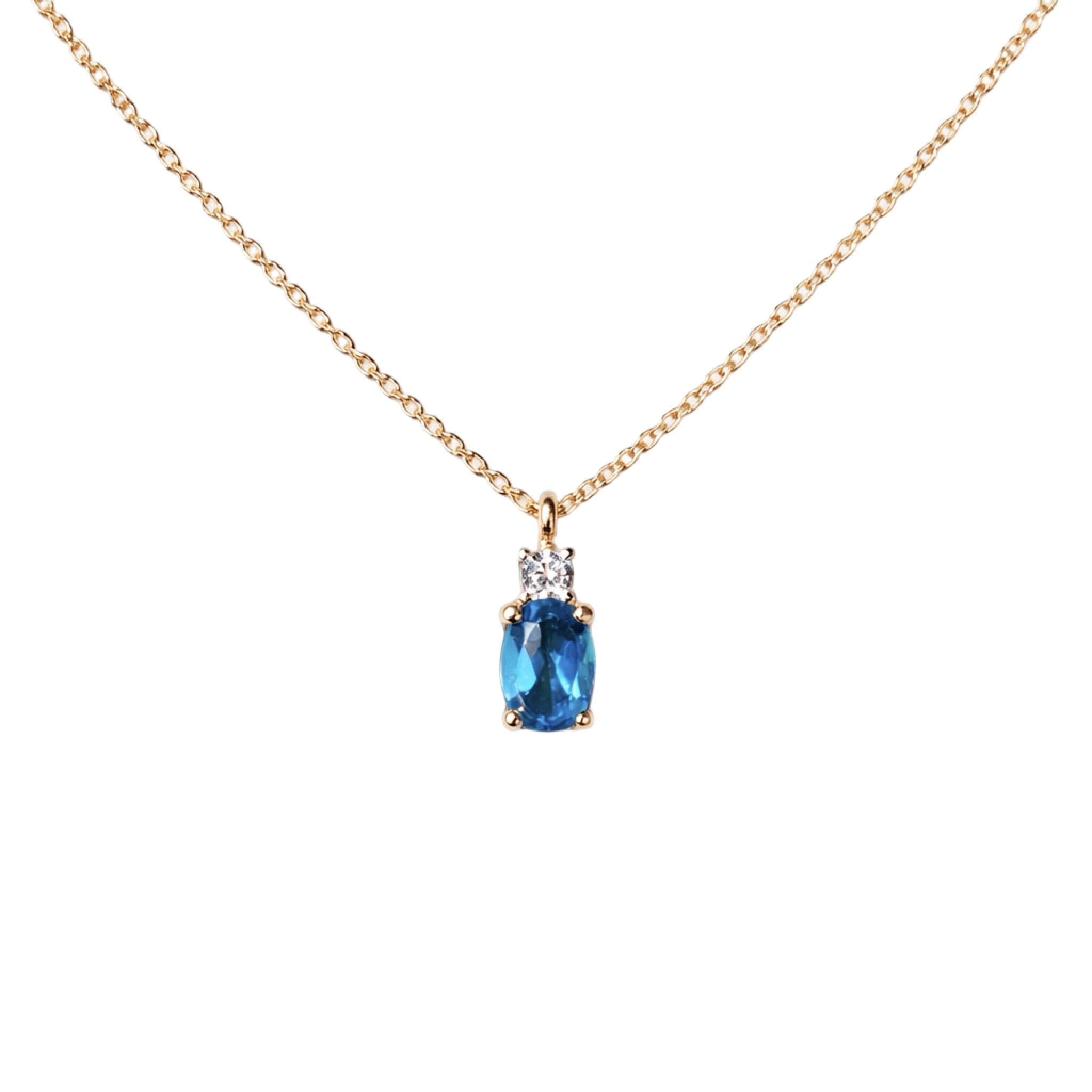 Rose Gold Necklace With London Blue Topaz And Cubic Zirconia