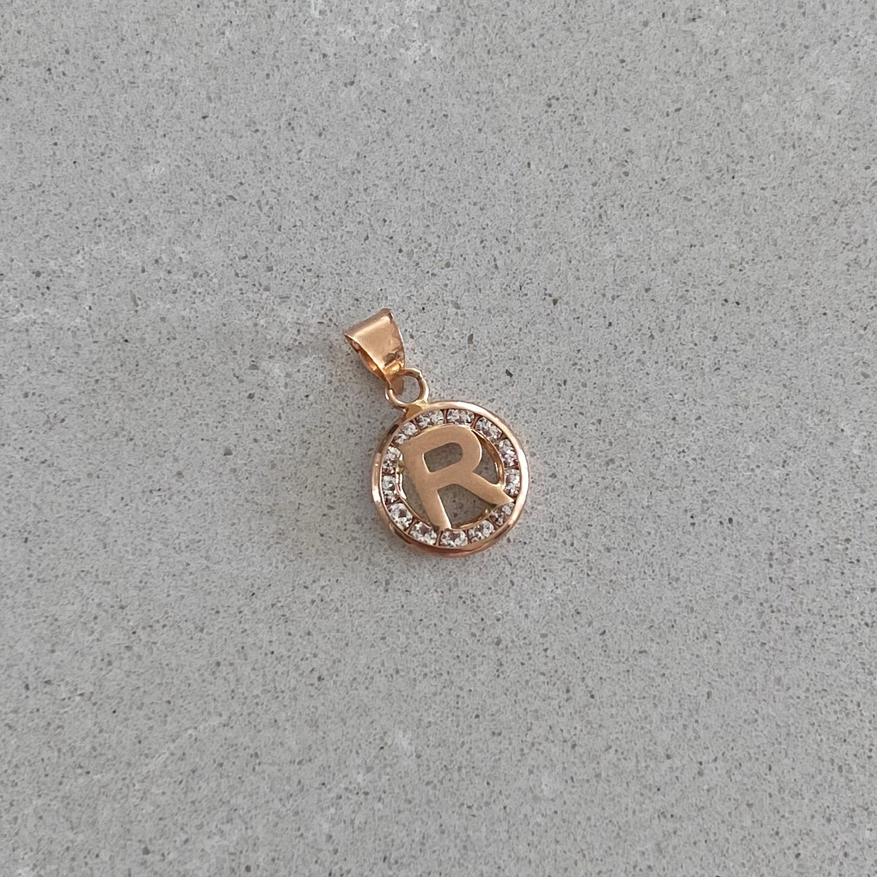 Rose Gold Pendant With Cubic Zirconia - Initial R