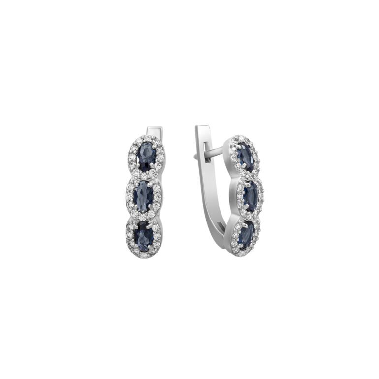 Sterling silver earrings with sapphires and fianits